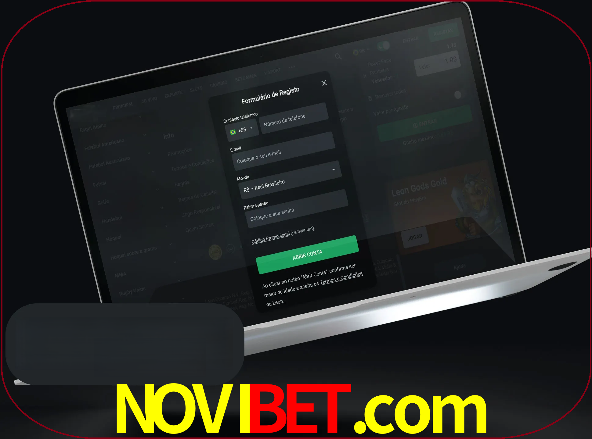 Abra o site da LeonBet e crie sua própria conta.