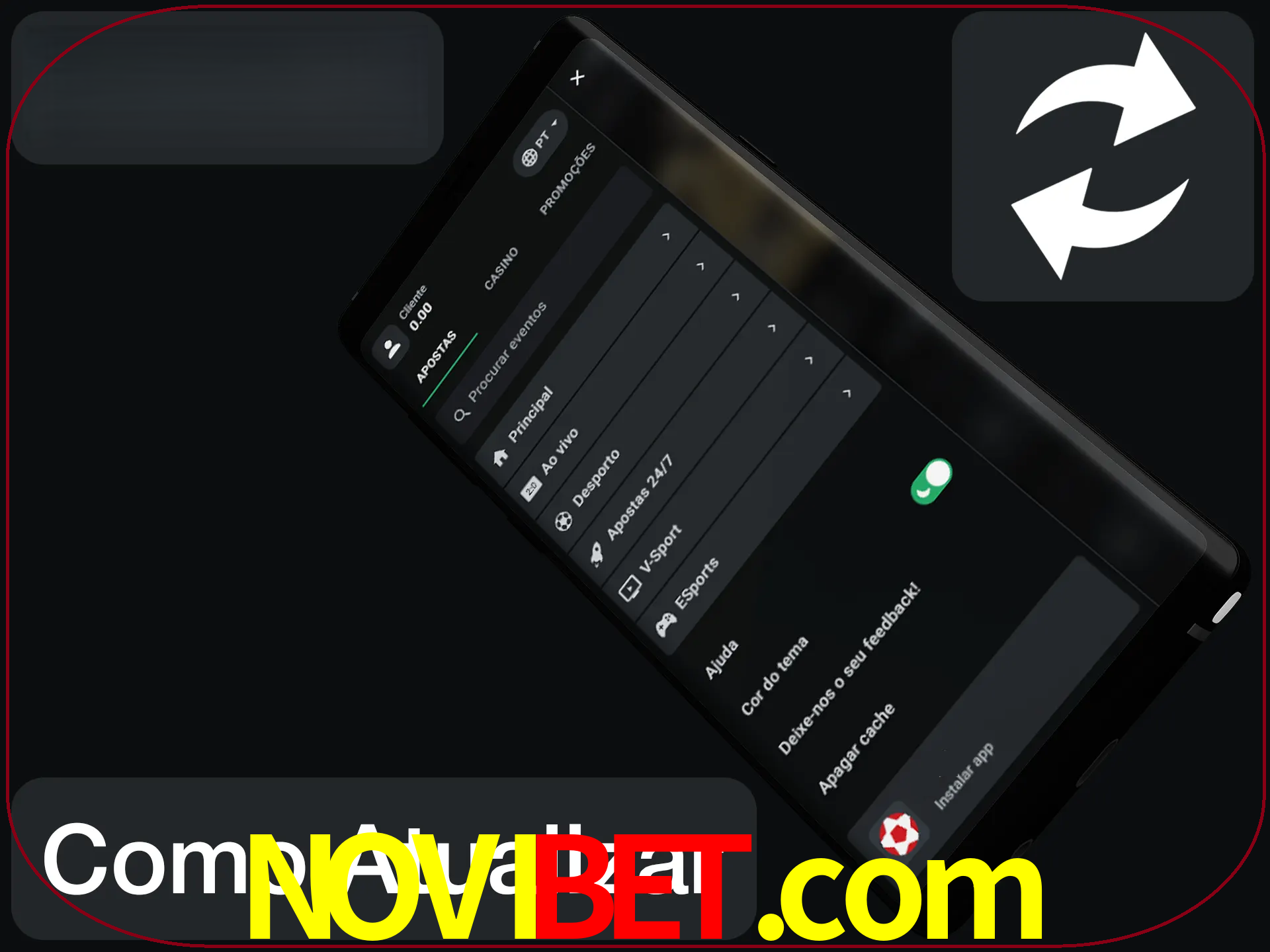 O aplicativo é atualizado automaticamente quando você faz o login.