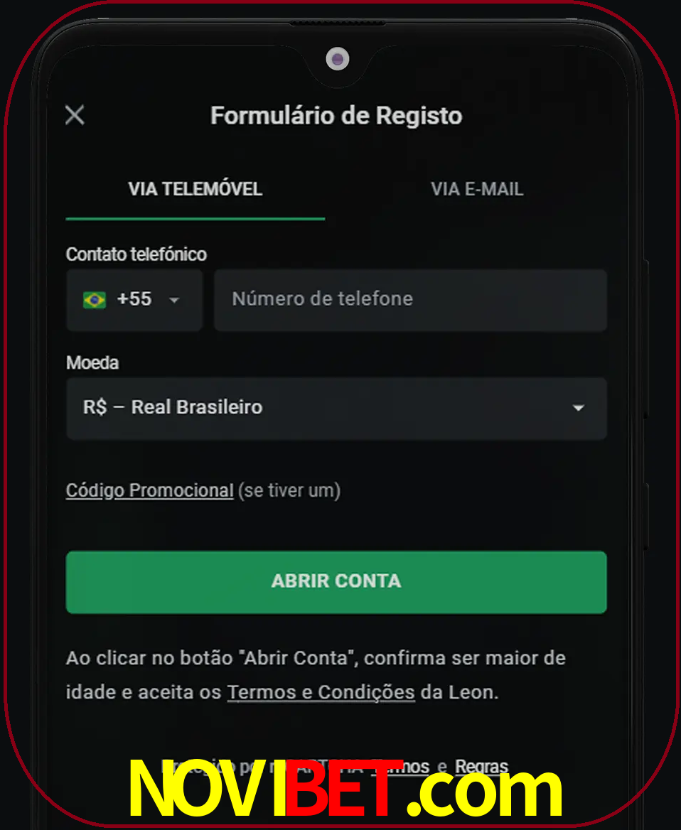 Abra o aplicativo e inicie o processo de registro.