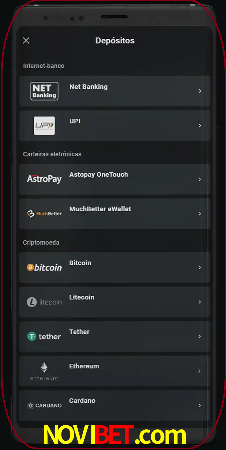 Você pode usar métodos alternativos de depósito.